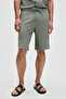Malyes Men's Elastic Waistband Corded Side Double Back Single Pocket Relaxed Fit Khaki Shorts & Bermuda - 3