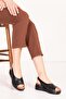 Genuine Leather Short Heeled Laser Cut Sandals Elnr.365 - 2