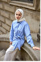 Women's Side Tie Thick Striped Shirt Blue - 4