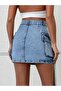Women's Ice Snow Covered Belted Belted Bellow Pocket Denim Skirt - 4