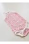 Floral Patterned Ribbed Rope Strap Baby Girl Undershirt Body - 4