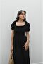 Black Balloon Sleeve Wrap Dress - 6