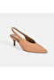 Women's Powder Slingback Leather Heeled Shoes - 5