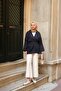Women's Pocket Detailed Linen Kimono Navy Blue - 4