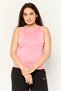 Women Crew Neck Sleeveless Brand Logo Tank Top, Pink