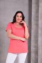 Women's Plus Size Wide Neck Breathable Fabric Coral T-Shirt