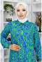 Viscose fabric full-length buttoned patterned tunic 0072-01 cobalt blue green - 3