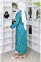 Viscose fabric full-length buttoned patterned tunic 0072-01 cobalt blue green - 5
