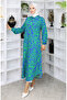 Viscose fabric full-length buttoned patterned tunic 0072-01 cobalt blue green - 2