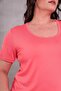 Women's Plus Size Wide Neck Breathable Fabric Coral T-Shirt - 5