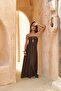 Burnika Bead Detail Brown Linen Dress - 4