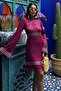Plum/Ecru Low Back Tie-Up Spanish Sleeve Knit Dress 2860 - 5