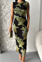 Digital Print Tulle Dress - Green/Black - 4