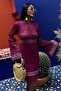 Plum/Ecru Low Back Tie-Up Spanish Sleeve Knit Dress 2860 - 6