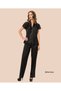 Moongirl Black Lace Detailed Satin Short Sleeve Blouse Pants Pajamas Set