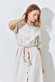 Double Epaulette Cufflink Long Dress - Natural |   28-4905 - 4