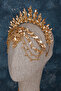 Elenora Dangle Detailed Crown Henna Engagement Wedding Bridal Accessory Honey - 7