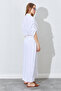 Double Epaulet Cufflink Long Dress - White |   28-4905 - 5