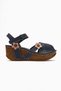 Genuine Leather Katlyn Flower Detailed Closed Toe Wedge Heeled Women's Sandals - 2