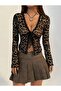 Leopard Pattern New Model Women's Long Sleeve Tulle Blouse Long - 2