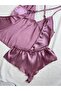 Satin Backless Strappy Hipster Shorts Nightgown Pajama Set (Dowry Custom) - 8