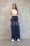 Unisex Striped Stopper Leg Parachute Pants Dark Blue - 4