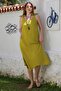 Lemon Mold Color V-Neck Strap Tie Pocket Dirty Stitching Muslin Asymmetric Woven Dress 115 55 - 3