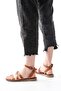 205-209 Tan Genuine Leather Buckle Flip Flops Women's Sandals - 4
