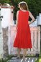 Coral Round Neck Sleeveless Floral Skirt Ruffle Casual Viscose Woven Dress 115 58 - 4