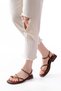 S-101 Tan Flip Flop Stone Detailed Daily Women's Sandals - 4