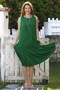 Dark Green Round Neck Sleeveless Floral Skirt Ruffled Casual Viscose Woven Dress 115 58 - 2