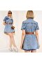 Women's Snow Wash Extra Mini Belt Pack A-Line Flared Young Summer Denim Dress Kt- Kt- 700-Kt-0090561 - 4