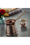 Carved Cast Coffee Pot and Copper Embellished Turkish Coffee Cup Set for 4 People - 3