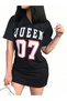 Women's Black Queen 07 Printed V Neck Casual Short Sleeve Midi Length Dress - 4