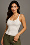 Women's White Camisole Fabric Strap Blouse - 3