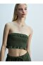 Bluză verde de bază Crop Strap - 4