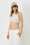 Women's halter neck ribbed stretchy mini crop tank top 924 beige