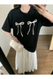 Double Ribbon Printed Crew Neck Tshirt - 4