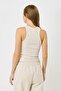 Women's halter neck ribbed stretchy long tank top 923 beige - 4