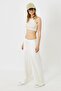 Women's halter neck ribbed stretchy mini crop tank top 924 beige - 4