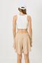 Women's halter neck ribbed stretchy mini crop tank top 924 ecru - 4