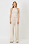 Women's halter neck ribbed stretchy long tank top 923 beige - 3