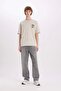 E4546 Beige 100% Cotton Boxy Fit Crew Neck Printed Short Sleeve T-Shirt - 2