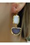 Double Model Cat's Eye Glass Hanging Women's Earrings Euku26L