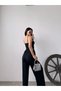 Rope Strap Crop Blouse and Slit Detailed Trousers Double Set - 3
