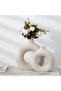 White Ceramic Vase Set (2PC) - Round Matte Pampas Flower Vases, Modern Nordic Boho
