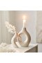 White Ceramic Candle Holder, Modern Minimalist Taper Candle Holder, Ivory - 2