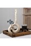 White Ceramic Candle Holder, Modern Minimalist Taper Candle Holder, Ivory - 4