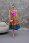 Midi Length Square Collar Hawaiian Pattern Sleeveless Viscose Dress - 4