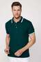 Men's 3-Pack Turquoise-Light Blue-Green Slim Fit Cotton Plain Pique Polo Collar T-Shirt - 2